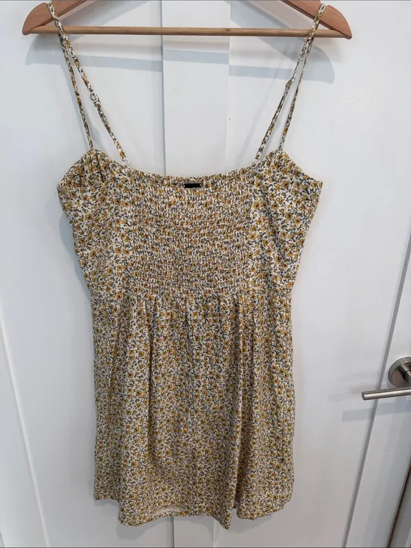 Billabong Yellow and White Floral Cowl Mini Dress - Image 5