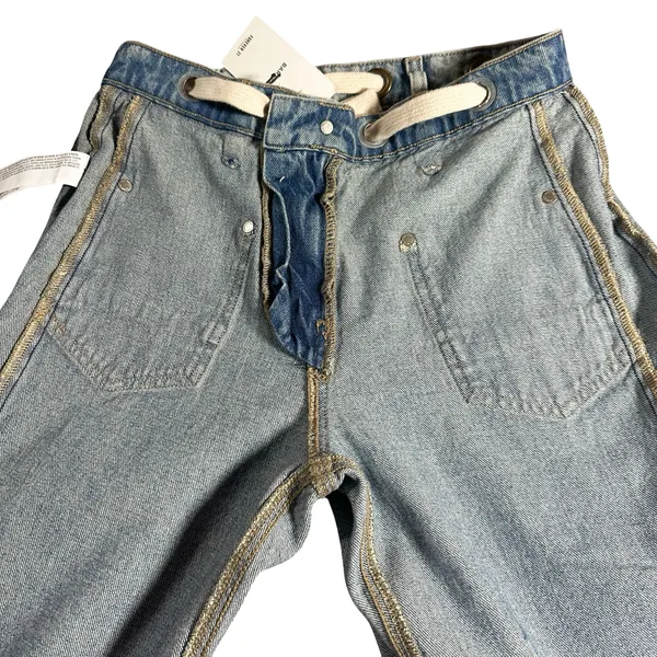 Forever 21 Barrel Jeans Size 25 Light Wash Lace Up Waist Y2K Denim NWT - Image 5