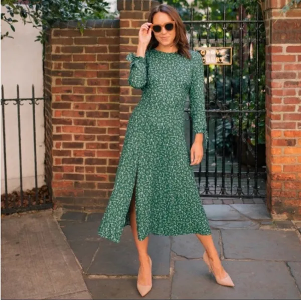NWT Reformation Zelda Dress Emerald Green Midi Dress Prairiecore Size 10 - Image 3