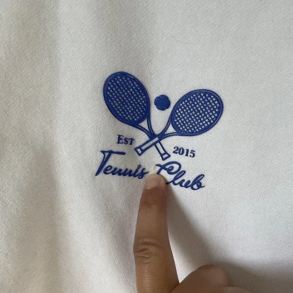 Wilo The Label 'Melbourne Tennis Club' Crewneck Sweatshirt White Blue Size Med. - Image 7