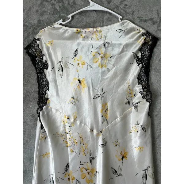 Oscar‎ de la Renta Floral Satin Slip Maxi Dress Lace Trim Coquette Cottage XL - Image 4