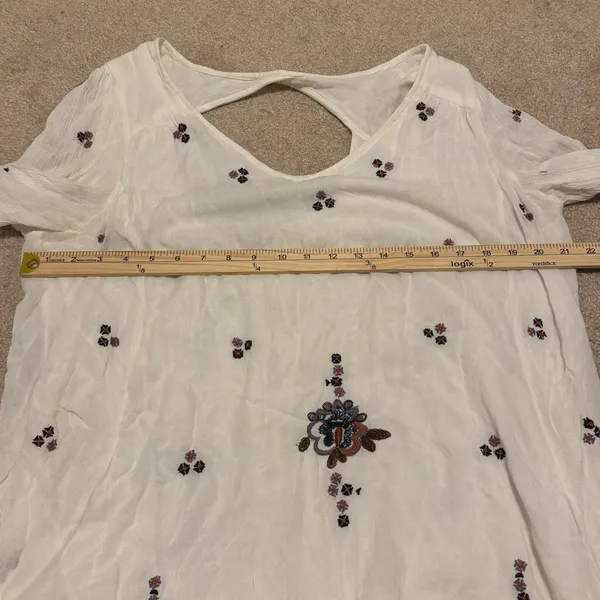 Free People Embroidered Oxford Mini Dress Size Large White Beach Boho - Image 9