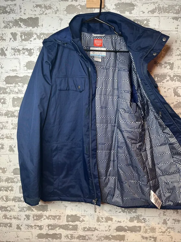 Columbia | women navy blue full zip coat with hood - Image 5