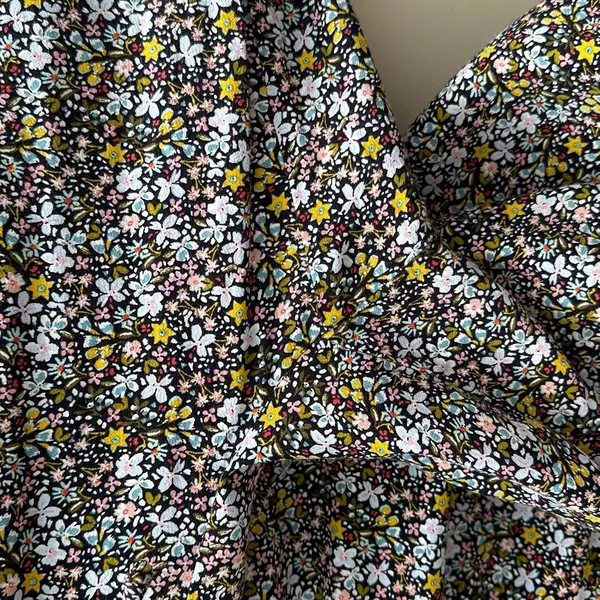 LOFT Paperbag Waist Cropped Flowy Floral Print Pants, Black/Multi, Size Large - Image 9