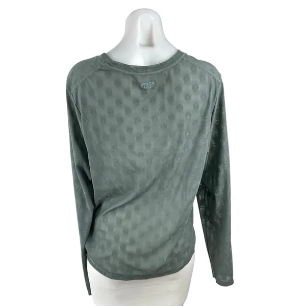 UGG Womens Green Floral Dot Mesh Crew Neck Long Sleeve Sweater Tee T-Shirt Top M - Image 3