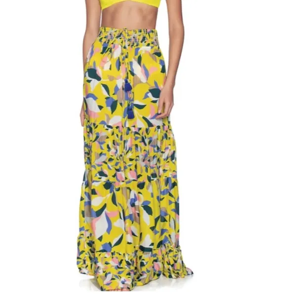 MAAJI Strapless Long Smocked Tiered Maxi Dress Floral Hamilton Bay Print Size M - Image 8