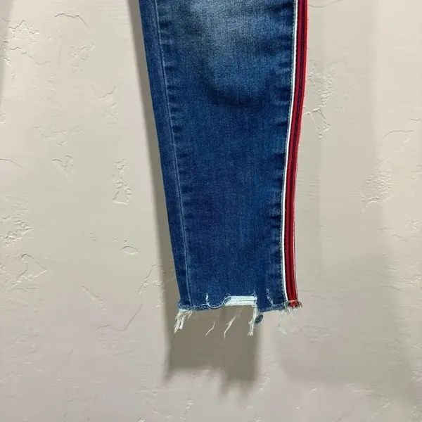 Vervet Ankle Skinny Jeans Red and White Stripes Size 28 - Image 4