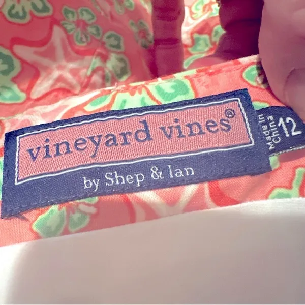 Vineyard Vines Starfish Mini Skirt Women's‎ 12 Pink Green Beach Preppy Academia - Image 5