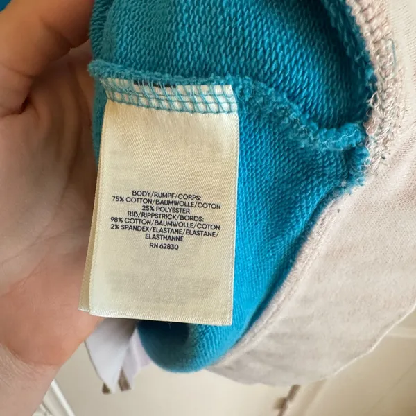 Womens Lands End Serious Sweats Blue/White Colorblock Sweatshirt Size M VGUC - Image 4