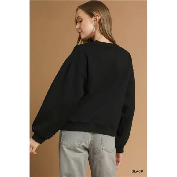 ✨NWT Umgee Round Neck Sweatshirt with Pleated Detail - Image 2