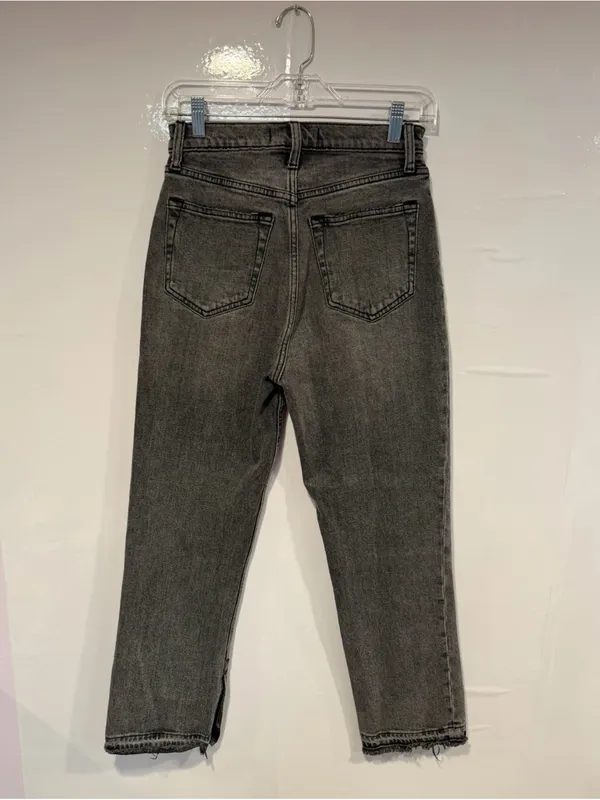 High-Rise Straight Leg Abercrombie and Fitch Curve Love Jeans - Charcoal Gray - Image 3