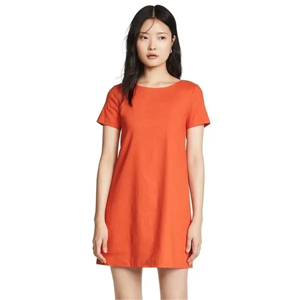 Theory Panel Shift Good Linen Mini Dress in Crunch Size XL Orange Short Sleeve - Image 3