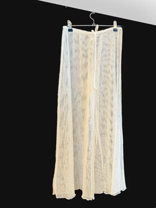 Jordan Taylor White Wide-Leg Mesh Pants Cover Up with Iridescent Sequence Sz S - Image 3