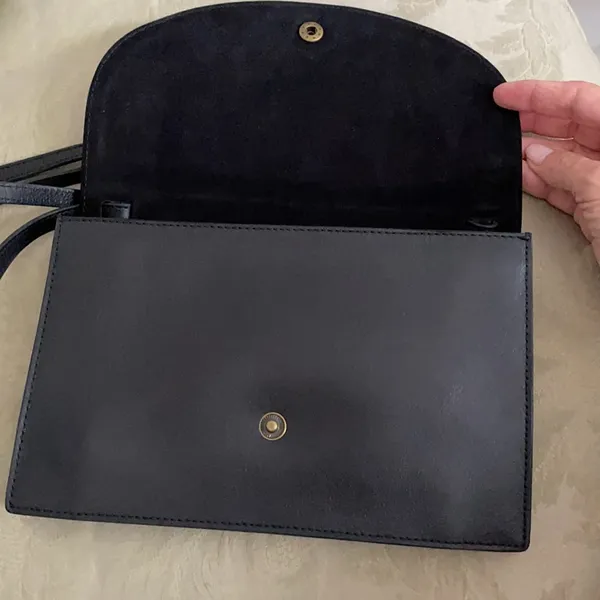 Madewell black leather double strap divider bag - Image 3