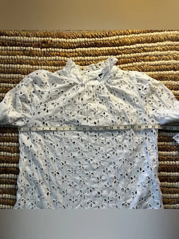 J. Crew White Long Sleeve Eyelet Ruffle Dress - Image 4