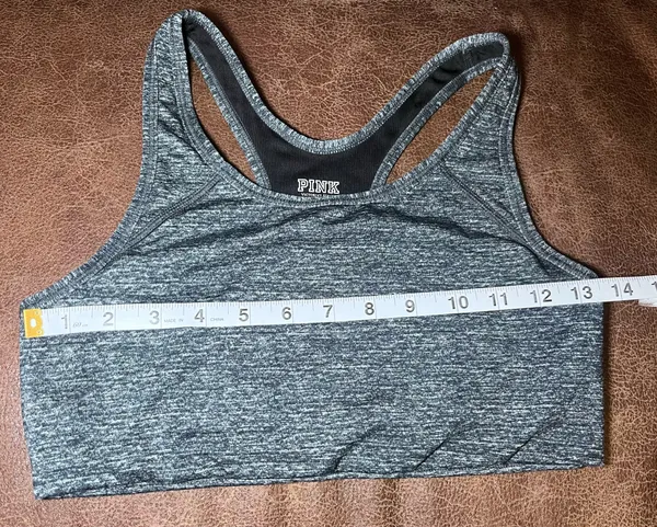 PINK Ultimate Womens Sports Bra Gray Heathered Medium Support Racerback Wireless - Image 2