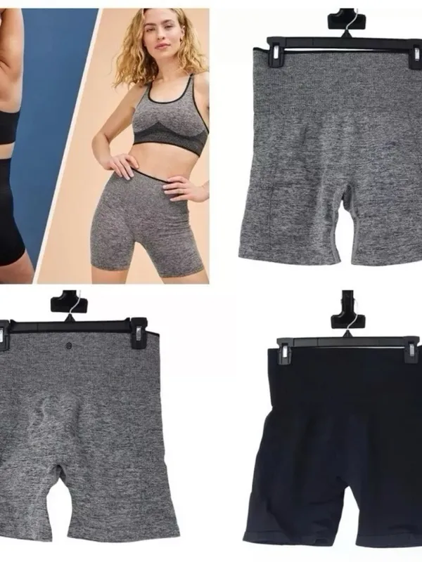 ThirdLove Seamless Bike Shorts Women’s Large Black Gray 2pc Bundle Loungewear - Image 2
