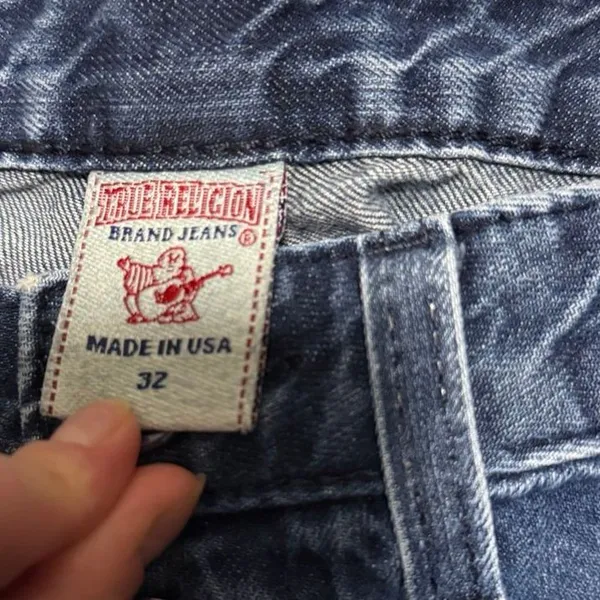 True Religion Vintage Y2K Cropped Flare Patch Pocket Jeans Size 32 Medium Wash - Image 5