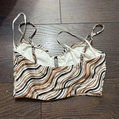Princess Polly Women’s 2 Brown Patterned Crop Top Bustier Top - Image 2