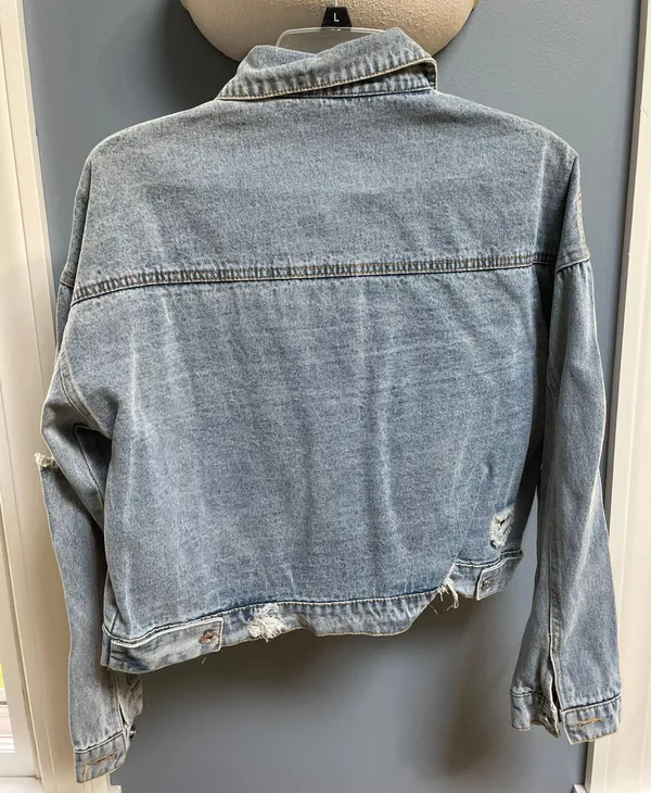 Animal Print Jean Jacket Blue - Image 3