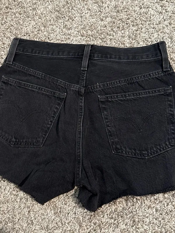 Levi's Black High-Waist Cutoff Denim Shorts - Image 2