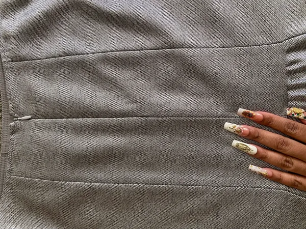Silver color-Classic Women's Neutral Pencil Skirt -mixed with wool - Image 3