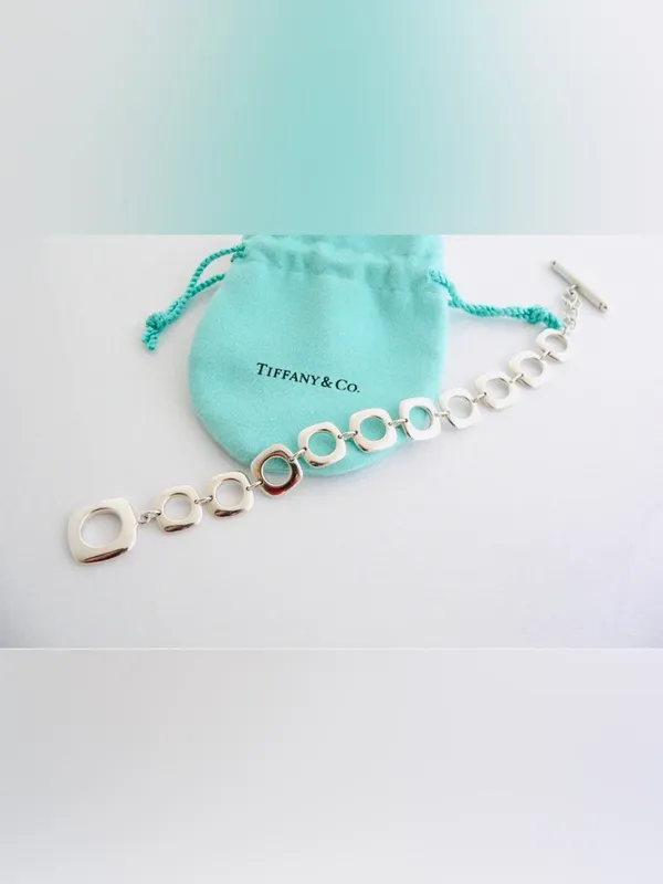 Rare Early Edition Tiffany & Co Elsa Peretti Cushion Link Bracelet 37g - Image 4