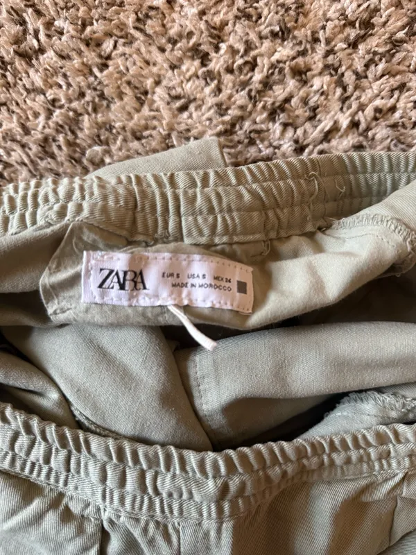 Zara Sage Green Drawstring Tapered Joggers - Image 7