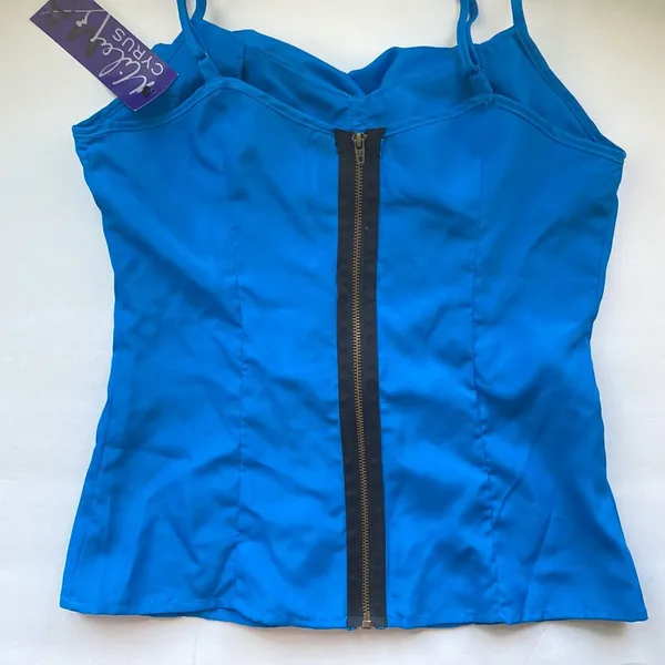 Y2K Miley Cyrus & Max Azria exposed zipper ruffle cami, size M - Image 4