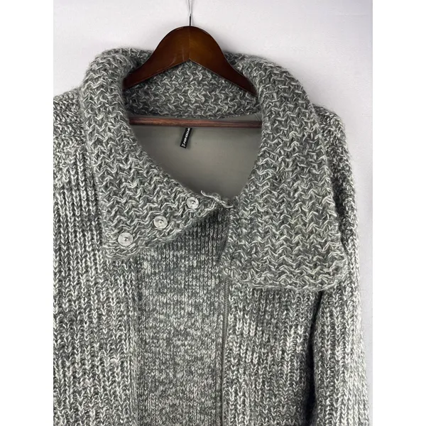 Women’s FishBone XL Gray Zip Knit Cardigan - Image 2