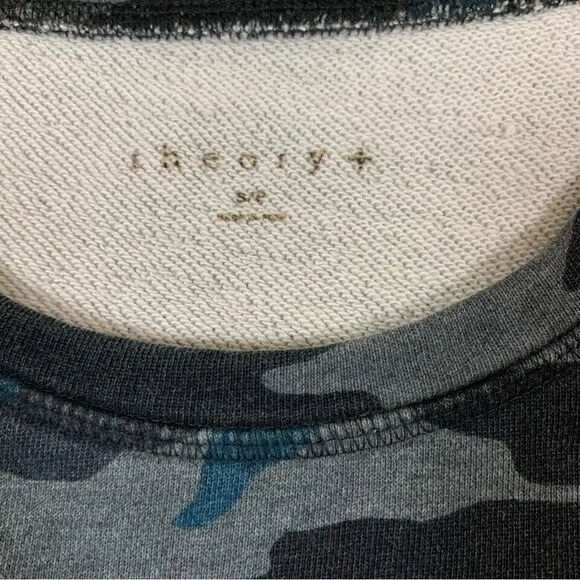 Theory Plus Camo Print Sweatshirt Blue Gray‎ Long Sleeve Crew Neck Cotton Small - Image 3