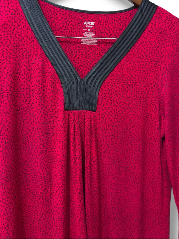 Apt 9 | Intimates Pink & Black Lounge Sleep Long Sleeve Sleep Dress (size M) - Image 4
