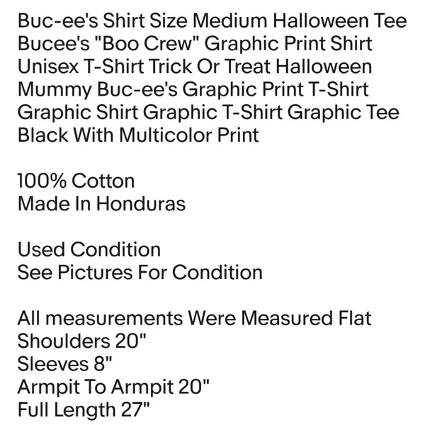 Shirt Size Medium Halloween Tee Bucee's "Boo Crew" Graphic Print Shirt Unisex T-Shirt - Image 2