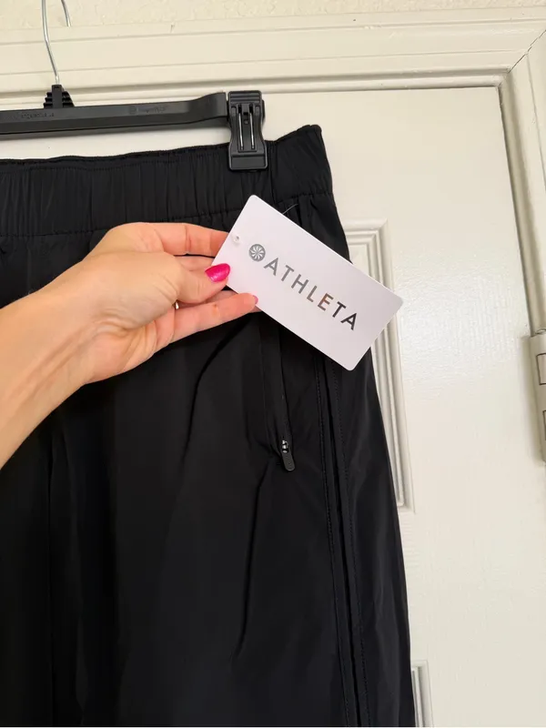 Athleta Pantalon Rise Pants NWT Black Size Small S Windbreaker Water Proof - Image 3
