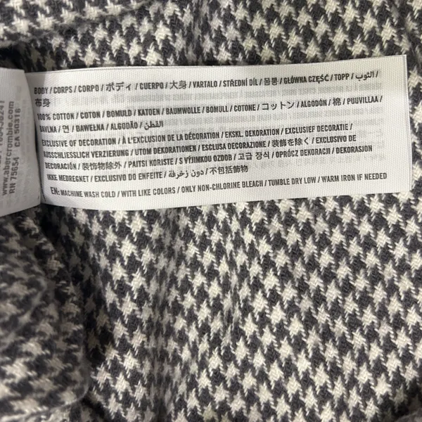 Hollister Boyfriend Fit gray white houndstooth flannel jacket shacket shirt XS - Image 7