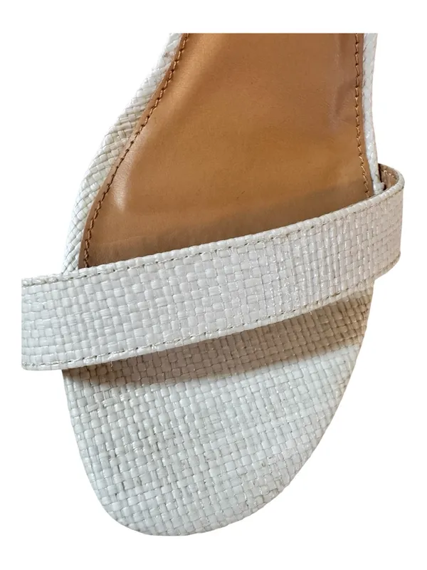 Lorelai Block Heel Sandals Womens 8.5 White Textured Open Toe Ankle Strap - Image 4
