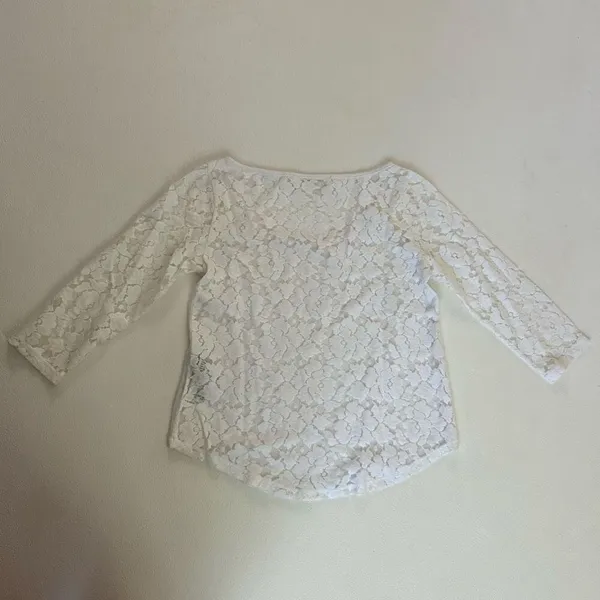 Abercrombie & Fitch White Lace Sleeve Top XS Feminine Lightweight - Image 2