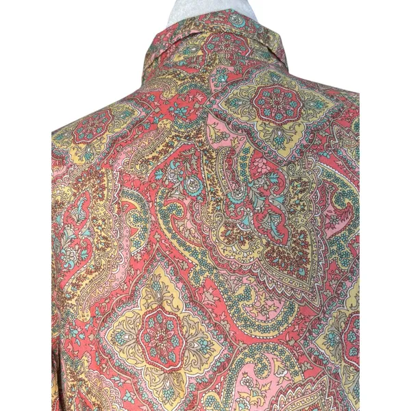 Tin Haul‎ Paisley Western Snap Shirt Pink Coral Turquoise Boho Cowgirl Small - Image 5