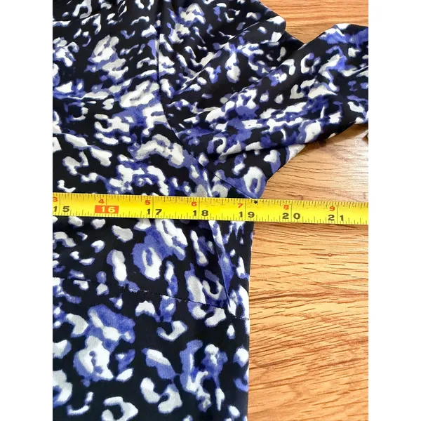 David Emanuel Animal Print Sequin V-Neck Shift Dress Blue Black Size 12 US - Image 6