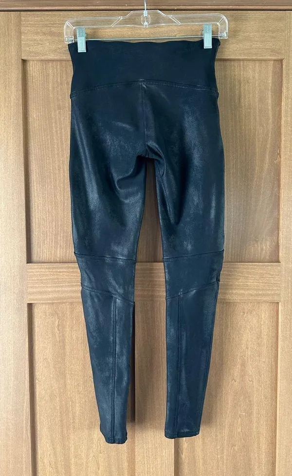 Spanx Faux Leather Moto Leggings Very Black Size Large 20136R‎ - Image 5