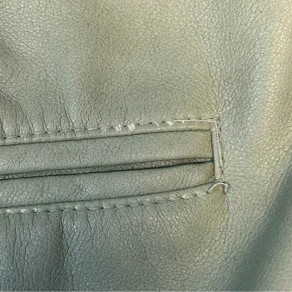 7 For All Mankind Sage Green Vegan Leather‎ Straight Leg Pants - Image 8