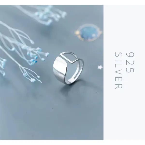 Boutique Unisex Unique,‎ 925 Silver Minimalist Ring, Adjustable - Image 4