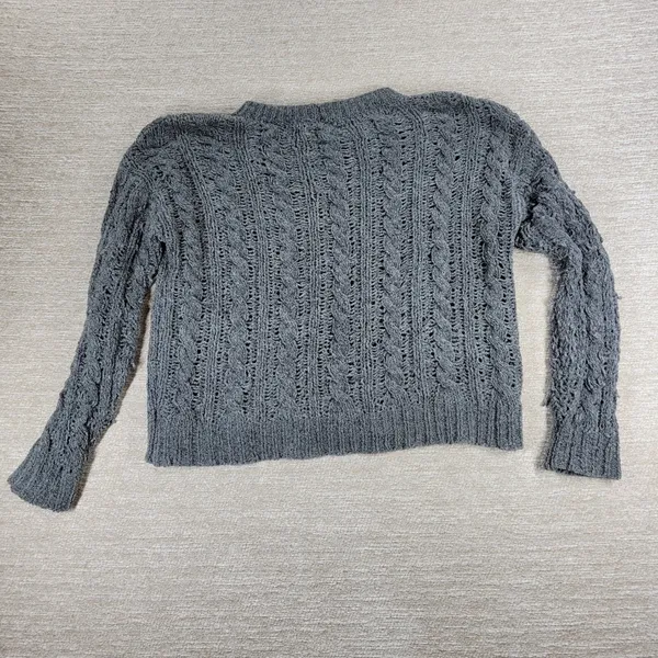 American Eagle Cable Knit Sweater Womens Small Gray Soft Cropped Crewneck Cozy - Image 7
