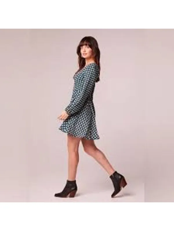 Band of the Free NWT Womens Genevieve Teal Diamond Long Sleeve Mini Dress Size S - Image 13