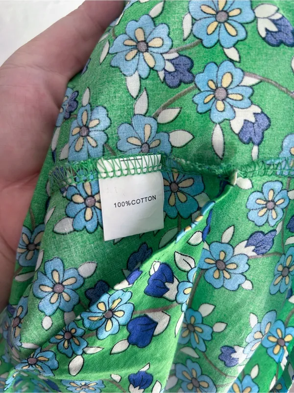 Hello Molly Rejuvenate Dress Green Floral One Shoulder Wrap Mini Dress Sz 8 - Image 7