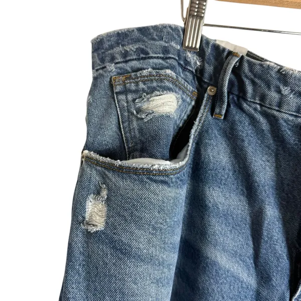 Good American Good 90's Loose Jean Distressed Indigo Size 16 - Image 7