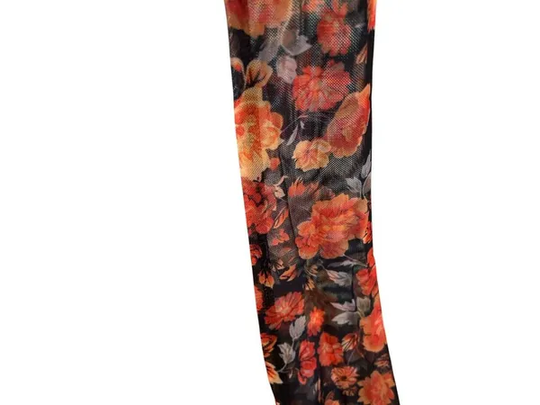 Zeagoo mesh floral top orange and black ruched sides Size Medium - Image 3
