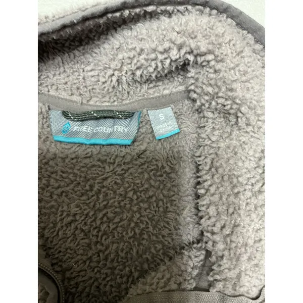 Free Country Womens Small Sherpa Fleece Vest Taupe Full Zip Cozy Outdoor 0584 - Image 3