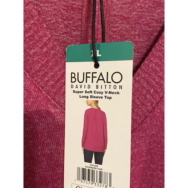 New NWT Buffalo David Bitton Purple Super Soft V-Neck Long‎ Sleeve Top Size XL - Image 2