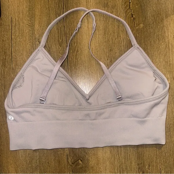 Lululemon Awakening Bra Taryn Toomey Collection Misty Mauve Purple Grey Size 8 - Image 3